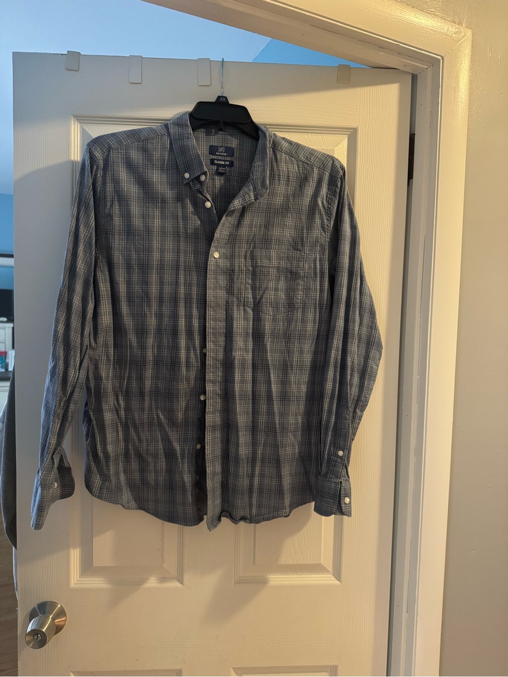 George Men’s Blue Plaid Button-Down Shirt